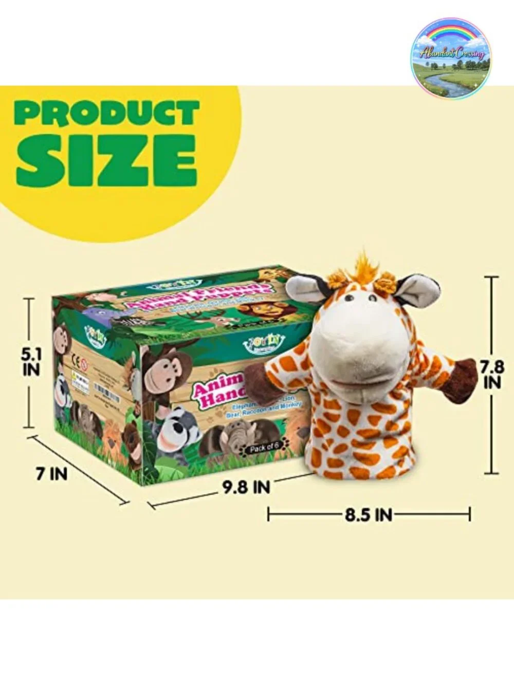6Pc Animal Hand Puppets Set Plush Toy Working Mouth Kids Theater